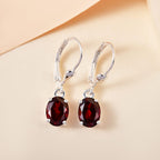 Rote Granat Ohrringe, 925 Silber ca. 2,97 ct