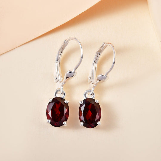 Rote Granat Ohrringe, 925 Silber ca. 2,97 ct