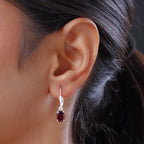 Rote Granat Ohrringe, 925 Silber ca. 2,97 ct