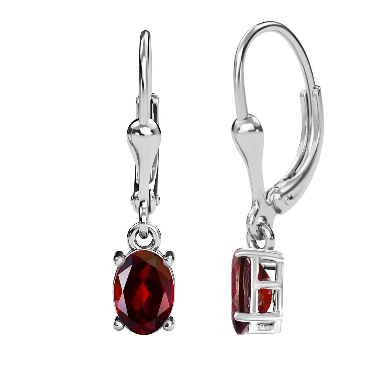 Rote Granat Ohrringe, 925 Silber ca. 2,97 ct