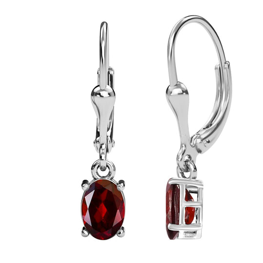 Rote Granat Ohrringe, 925 Silber ca. 2,97 ct