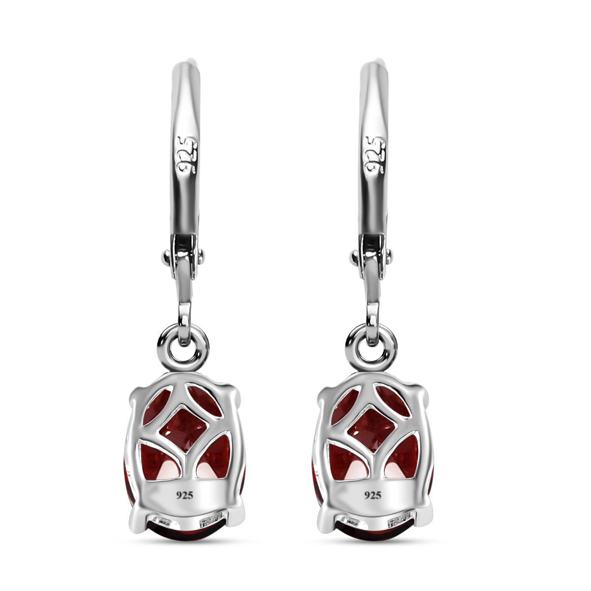 Rote Granat Ohrringe, 925 Silber ca. 2,97 ct