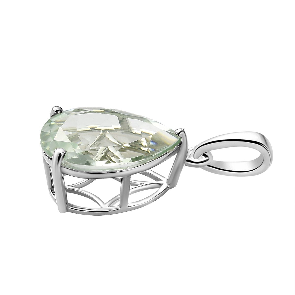 Grüner Amethyst Anhänger, 925 Silber platiniert ca. 7,53 ct