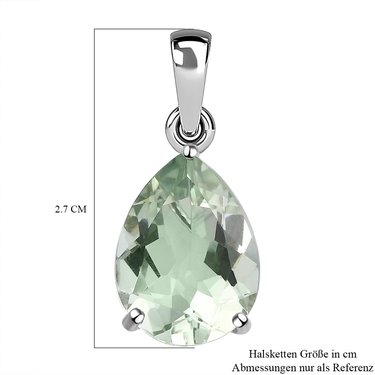 Grüner Amethyst Anhänger, 925 Silber platiniert ca. 7,53 ct