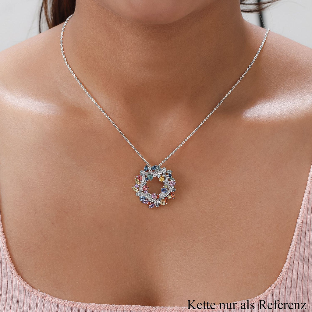 Mehrfarbiger Saphir-Anhänger, 925 Silber platiniert ca. 3,59 ct