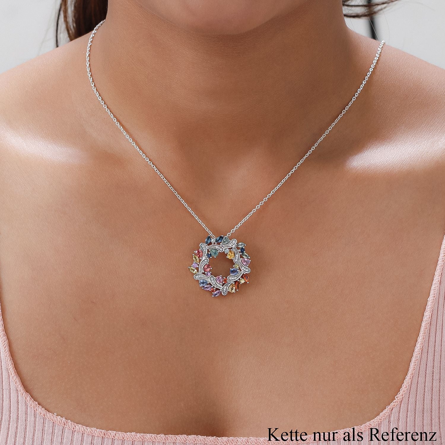Mehrfarbiger Saphir-Anhänger, 925 Silber platiniert ca. 3,59 ct