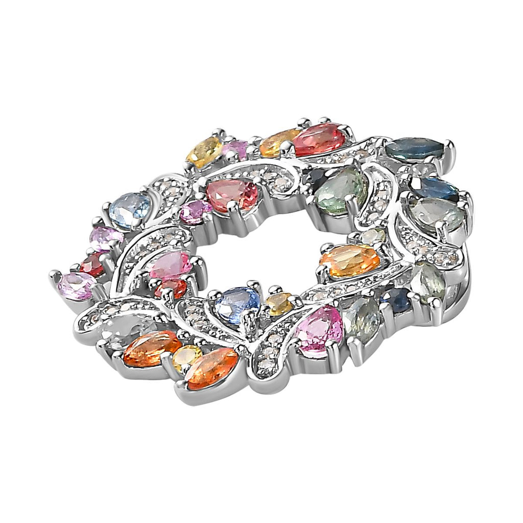 Mehrfarbiger Saphir-Anhänger, 925 Silber platiniert ca. 3,59 ct