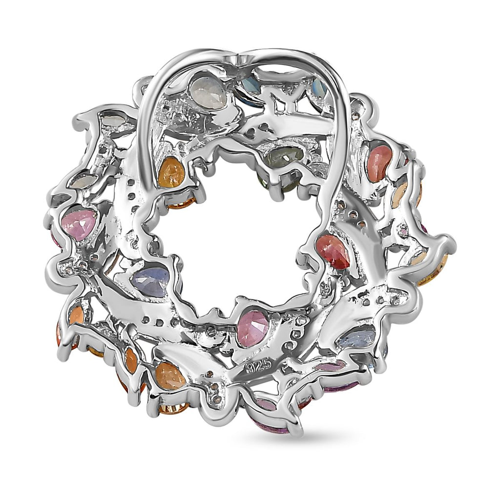Mehrfarbiger Saphir-Anhänger, 925 Silber platiniert ca. 3,59 ct