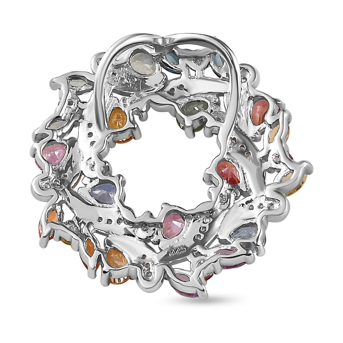 Mehrfarbiger Saphir-Anhänger, 925 Silber platiniert ca. 3,59 ct