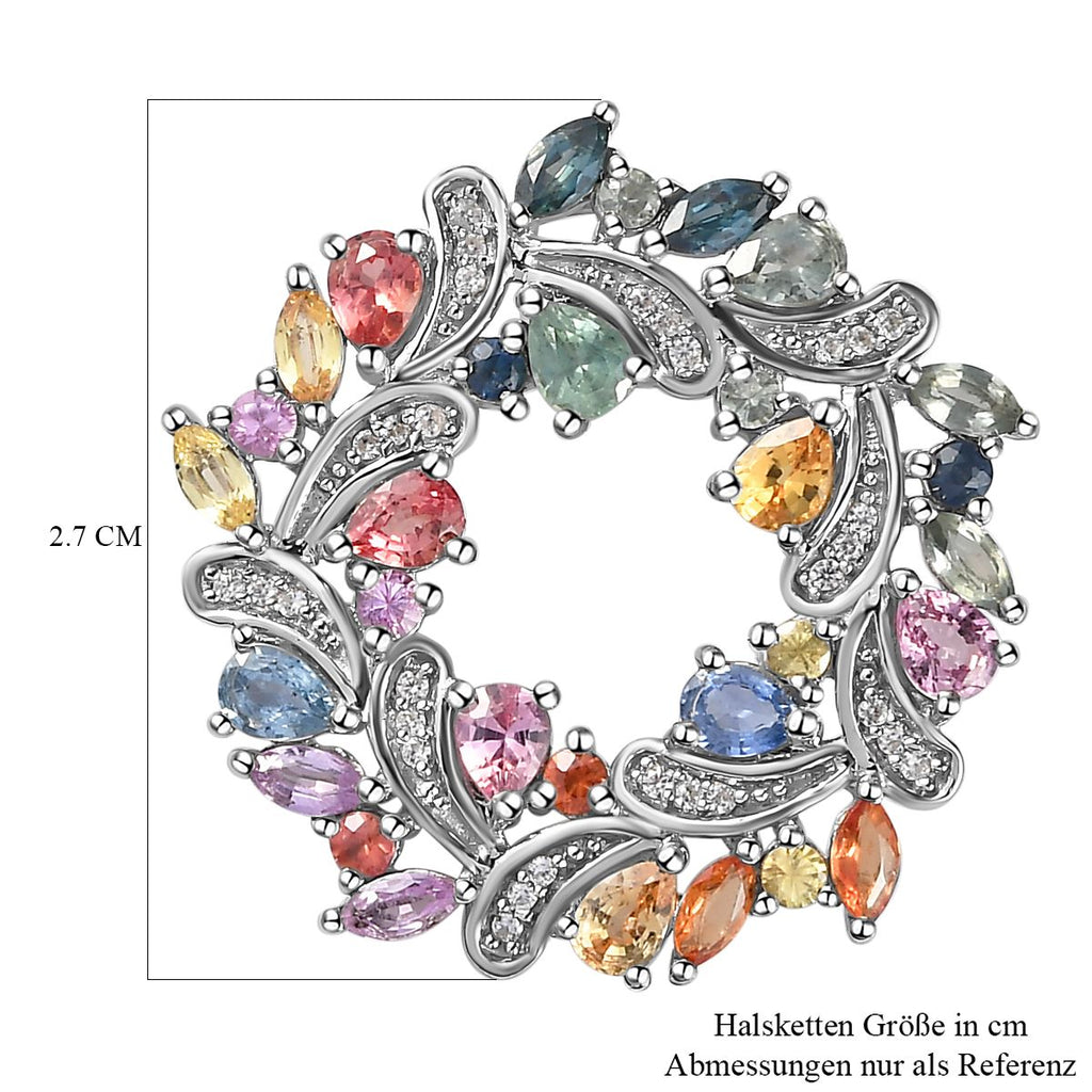 Mehrfarbiger Saphir-Anhänger, 925 Silber platiniert ca. 3,59 ct