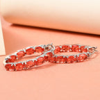 Padparadscha Triplette Quarz-Creolen, 925 Silber platiniert ca. 9.52 ct