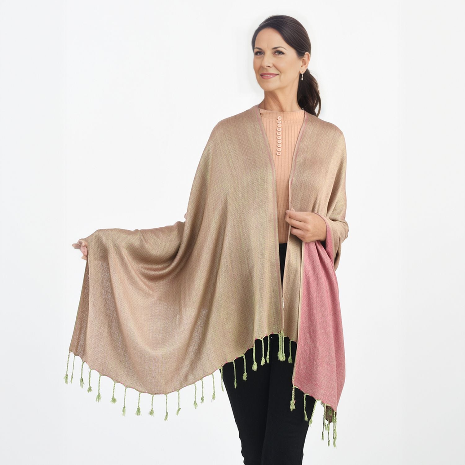 Superweicher doppelgewebter Schal, 70x170 cm, rosa