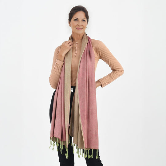 Superweicher doppelgewebter Schal, 70x170 cm, rosa