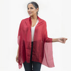 100% natürlicher Satin Seiden Schal, 48x160 cm, Rot