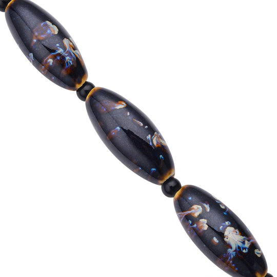 Keramik-Halskette, ca. 50 cm, silberfarben
