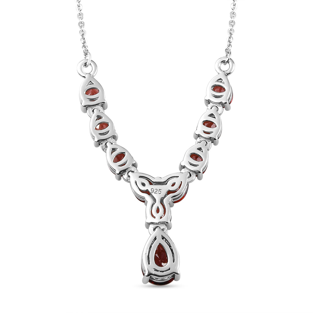 Natürliche Mosambik Granat-Halskette, ca. 45 cm, 925 Silber platiniert ca. 4.75 ct