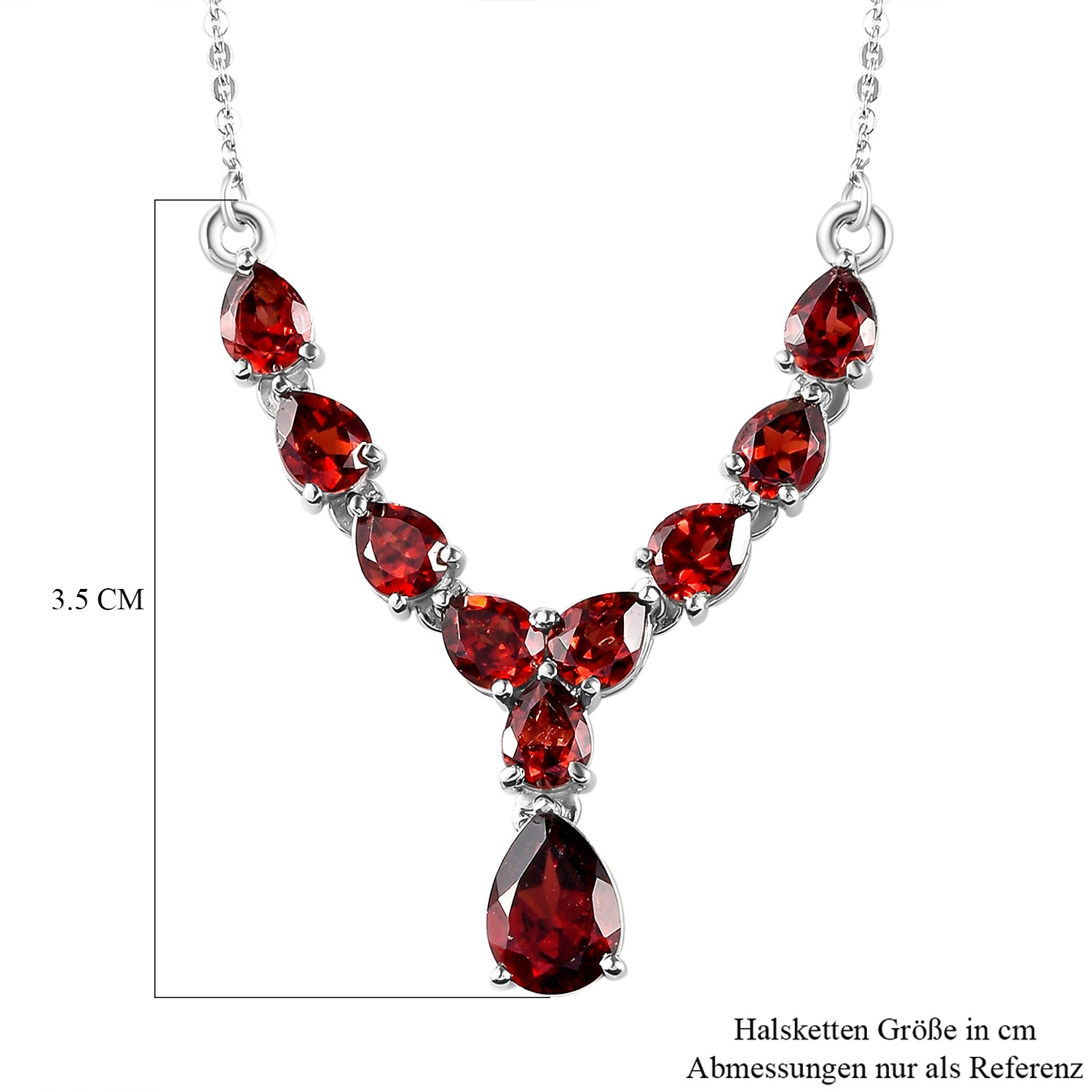 Natürliche Mosambik Granat-Halskette, ca. 45 cm, 925 Silber platiniert ca. 4.75 ct