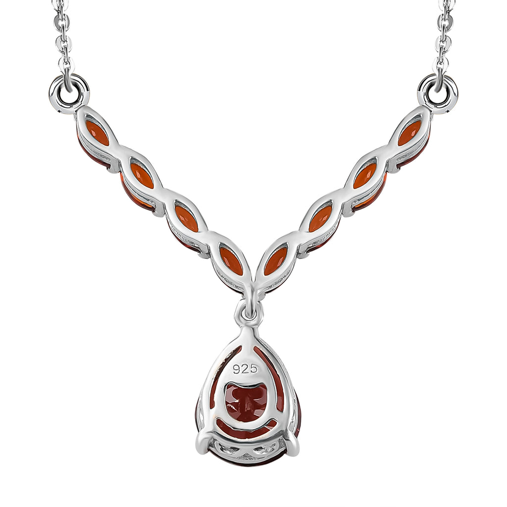 Natürliches Mosambik Granat-Collier, ca. 45 cm, 925 Silber platiniert ca. 4.54 ct