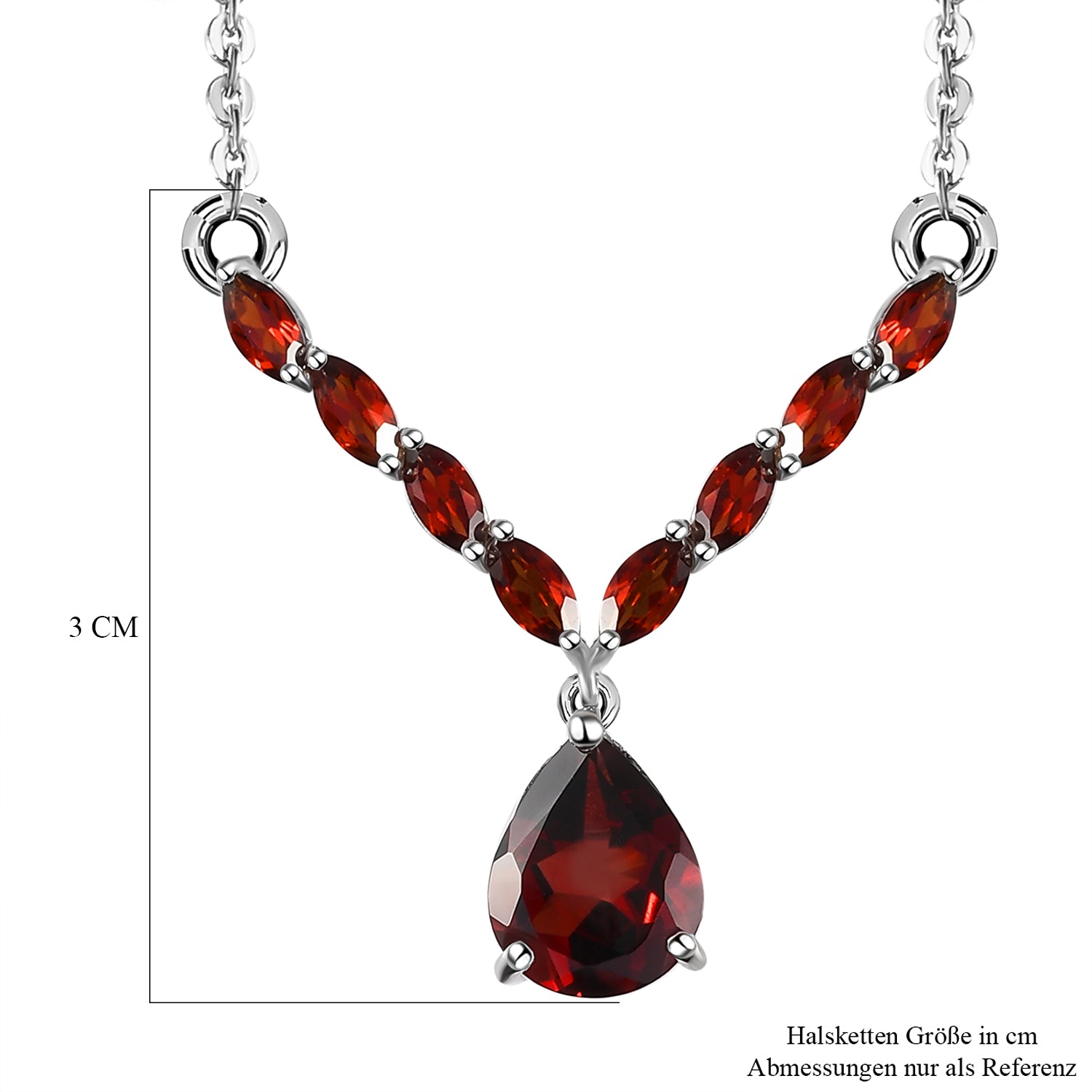 Natürliches Mosambik Granat-Collier, ca. 45 cm, 925 Silber platiniert ca. 4.54 ct