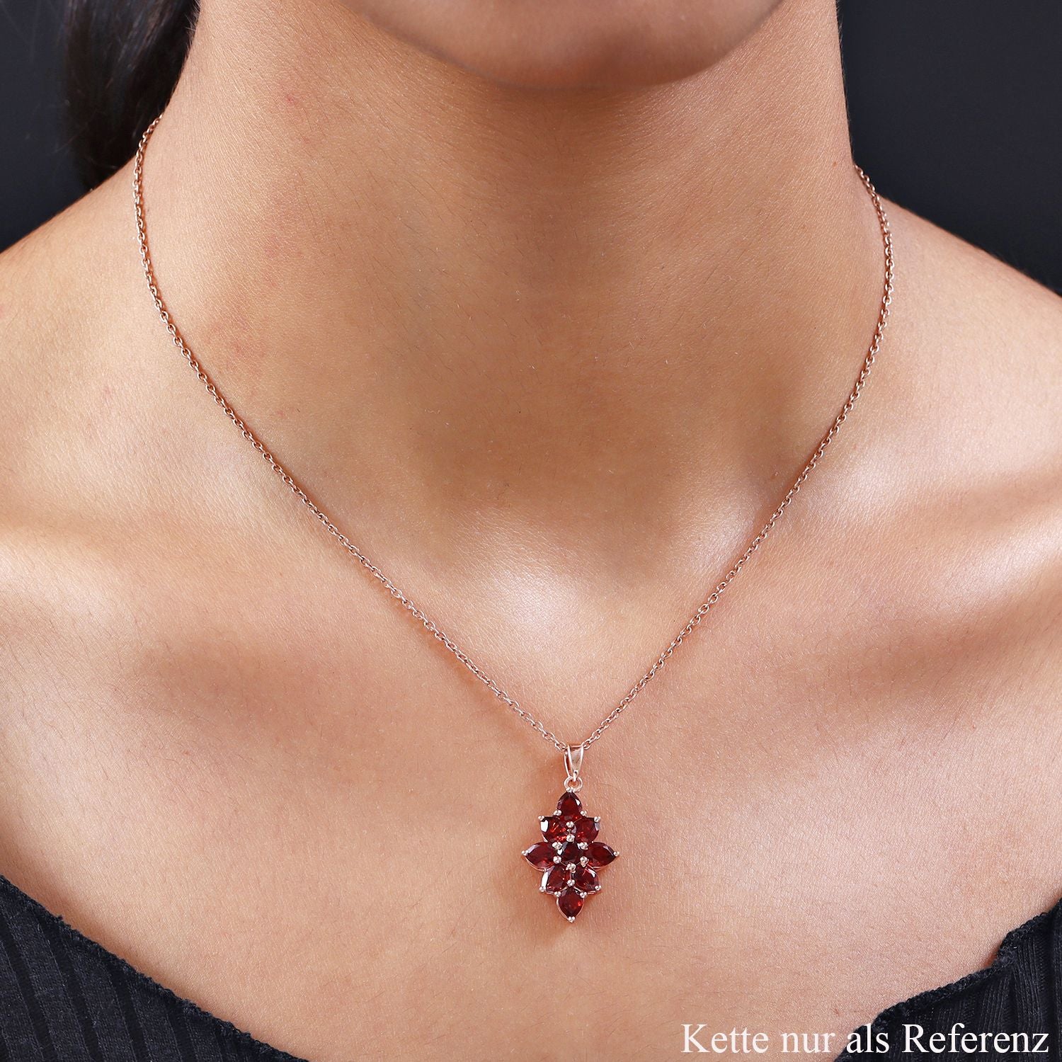 Natürlicher Mosambik Granat-Anhänger, 925 Silber rosévergoldet ca. 3.63 ct