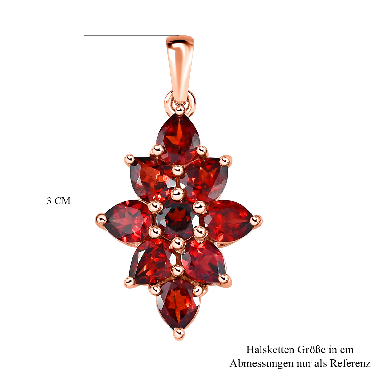 Natürlicher Mosambik Granat-Anhänger, 925 Silber rosévergoldet ca. 3.63 ct