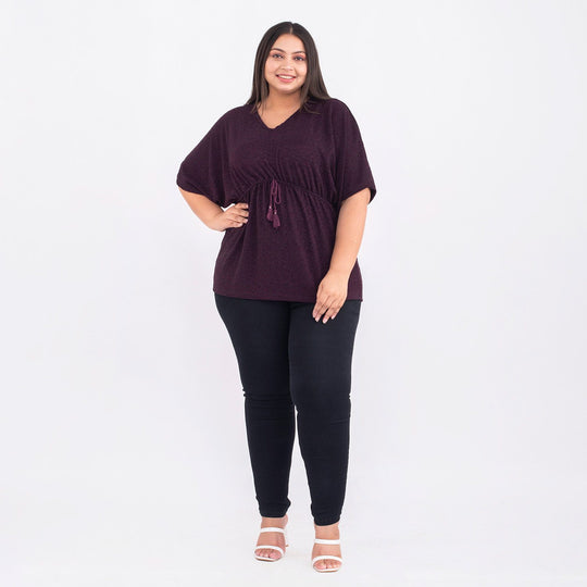 TAMSY - Designer glitzer Tunika Bluse, Schwarz