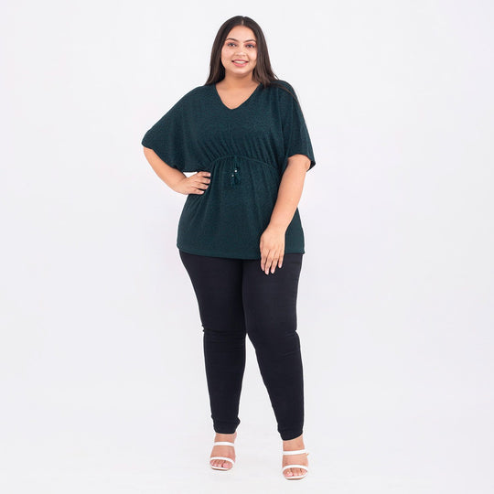 TAMSY - Designer glitzer Tunika Bluse, Schwarz