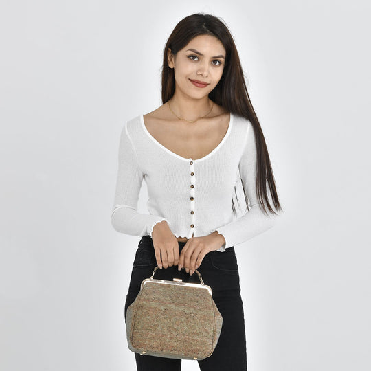 Umweltfreundlicher Korkrucksack mit Schultergurt, 23x12x23cm, hellbraun