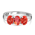 Padparadscha Triplett Quarz-Ring, 925 Silber platiniert (Größe 17.00) ca. 2,63 ct