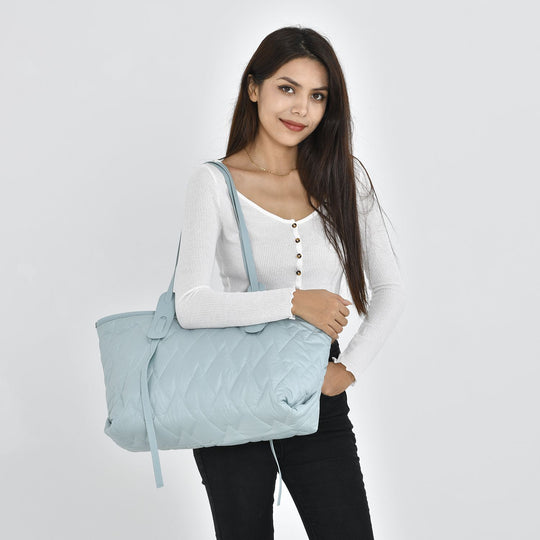 Geräumige & leichte Tote Bag mit Schultergurt, 56x30x16cm, Blau
