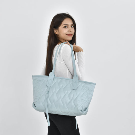 Geräumige & leichte Tote Bag mit Schultergurt, 56x30x16cm, Blau