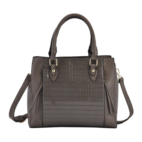 Crossbody-Tasche mit Kroko-Prägung, Größe 33x27x10 cm, grau