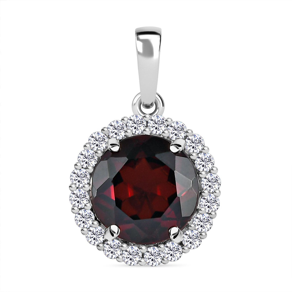 Natürlicher Mosambik Granat und weißer Zirkon-Anhänger, 925 Silber platiniert ca. 4,63 ct