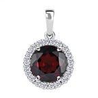 Natürlicher Mosambik Granat und weißer Zirkon-Anhänger, 925 Silber platiniert ca. 4,63 ct