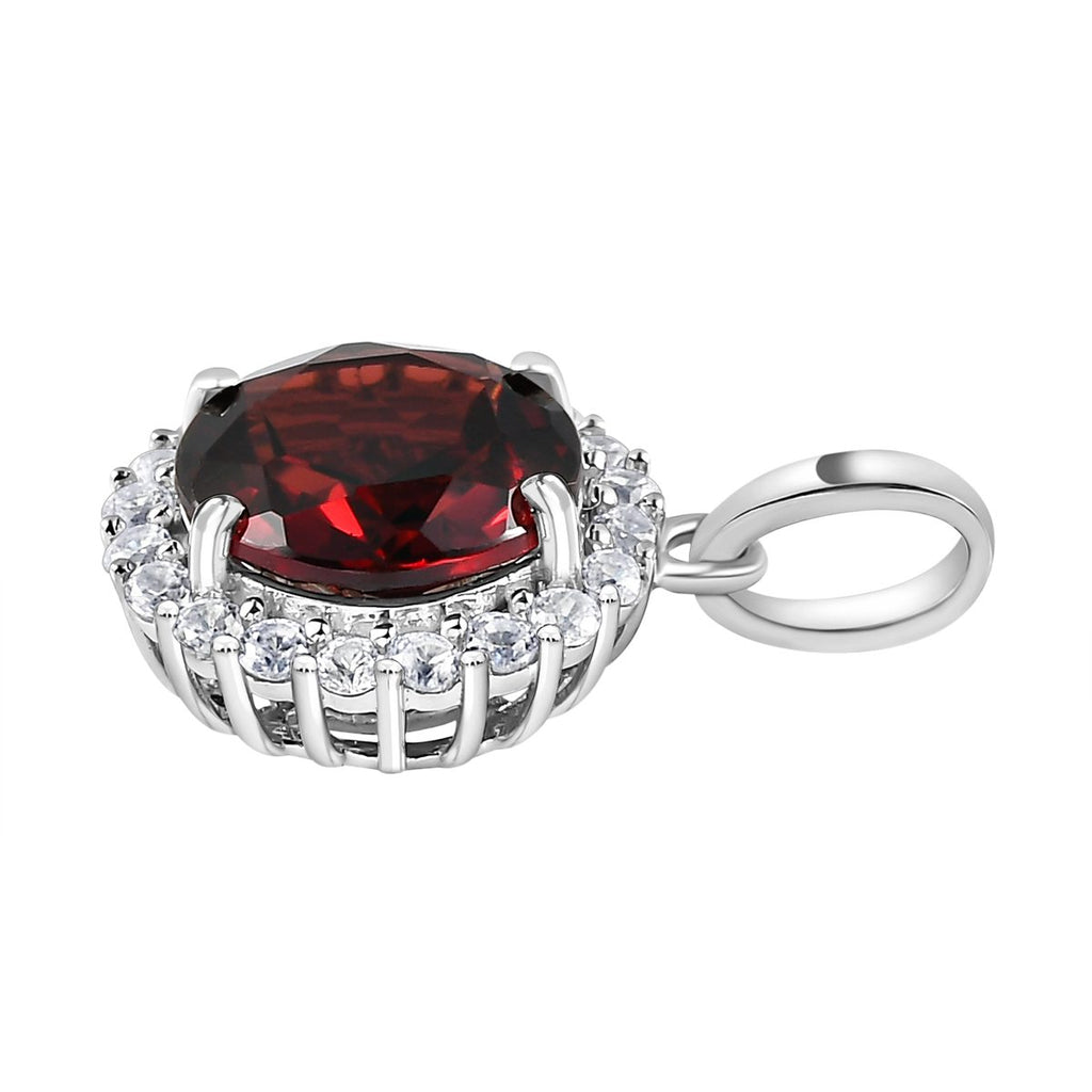 Natürlicher Mosambik Granat und weißer Zirkon-Anhänger, 925 Silber platiniert ca. 4,63 ct