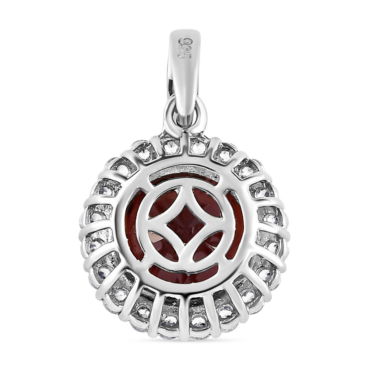 Natürlicher Mosambik Granat und weißer Zirkon-Anhänger, 925 Silber platiniert ca. 4,63 ct