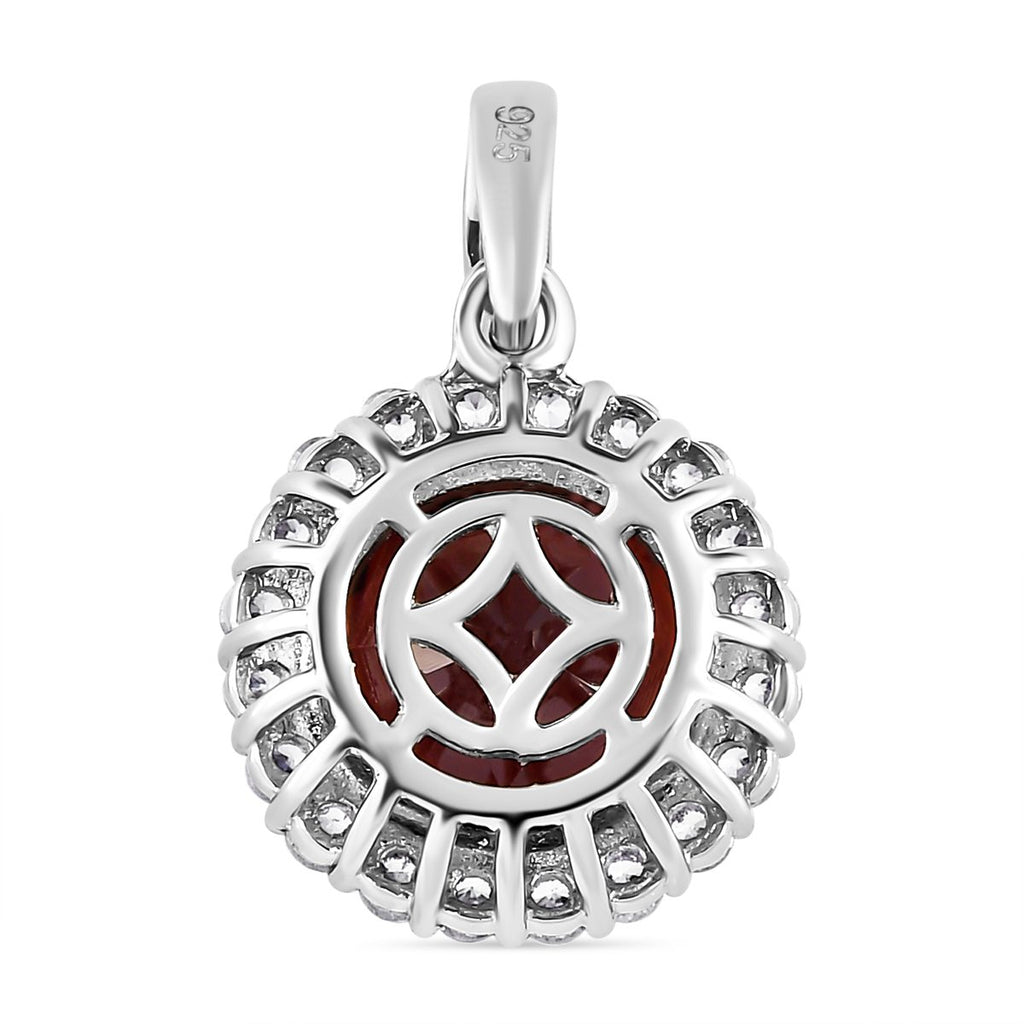 Natürlicher Mosambik Granat und weißer Zirkon-Anhänger, 925 Silber platiniert ca. 4,63 ct