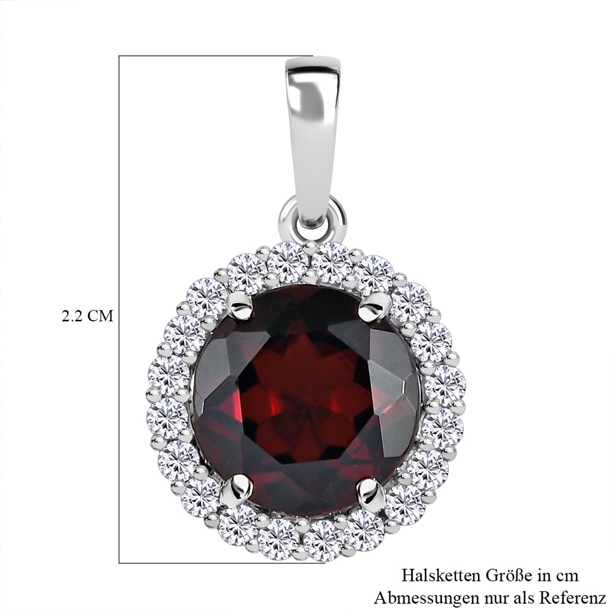 Natürlicher Mosambik Granat und weißer Zirkon-Anhänger, 925 Silber platiniert ca. 4,63 ct