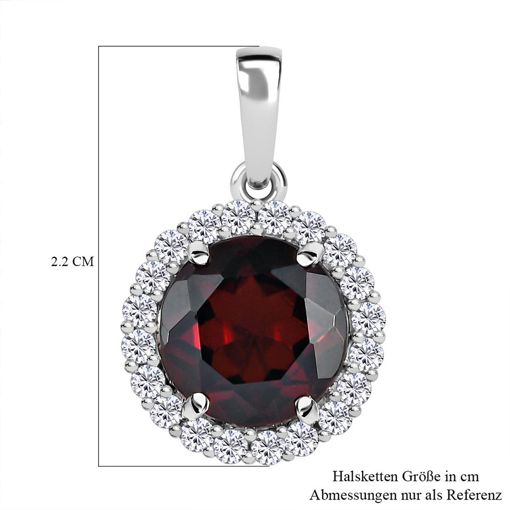 Natürlicher Mosambik Granat und weißer Zirkon-Anhänger, 925 Silber platiniert ca. 4,63 ct