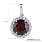 Natürlicher Mosambik Granat und weißer Zirkon-Anhänger, 925 Silber platiniert ca. 4,63 ct