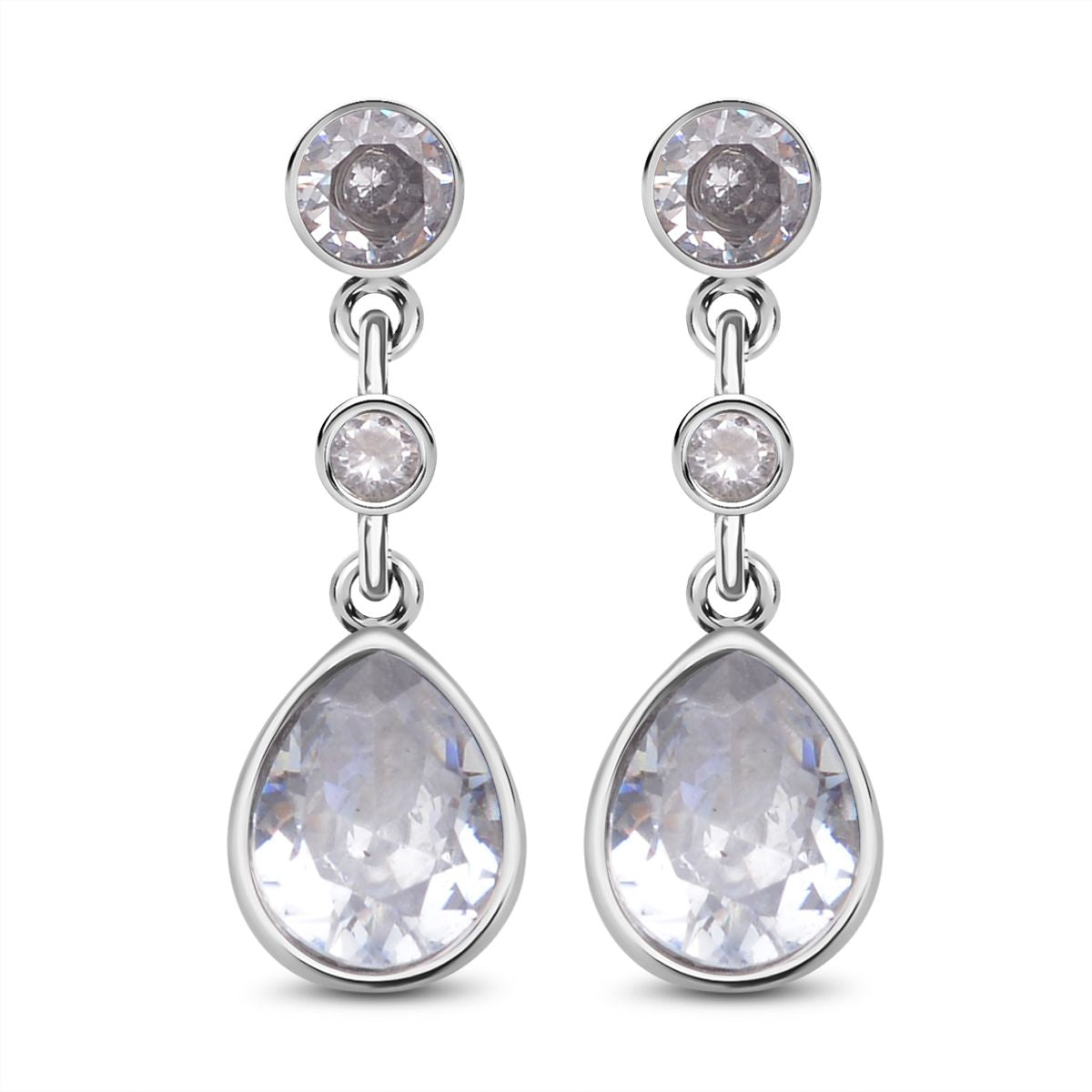 Weiße Zirkonia Ohrringe, Edelstahl ca. 12.40 ct