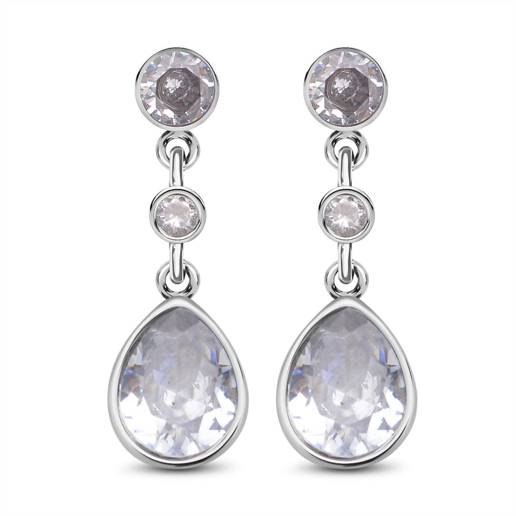 Weiße Zirkonia Ohrringe, Edelstahl ca. 12.40 ct