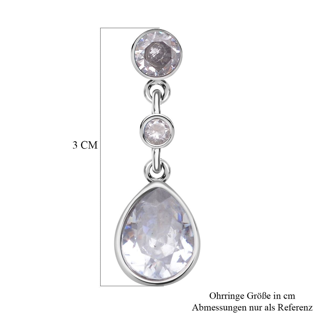 Weiße Zirkonia Ohrringe, Edelstahl ca. 12.40 ct