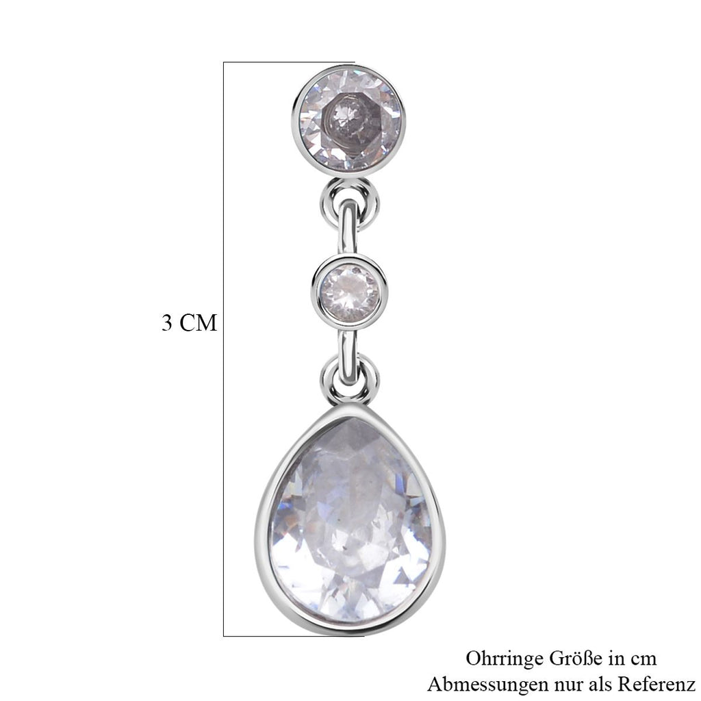 Weiße Zirkonia Ohrringe, Edelstahl ca. 12.40 ct