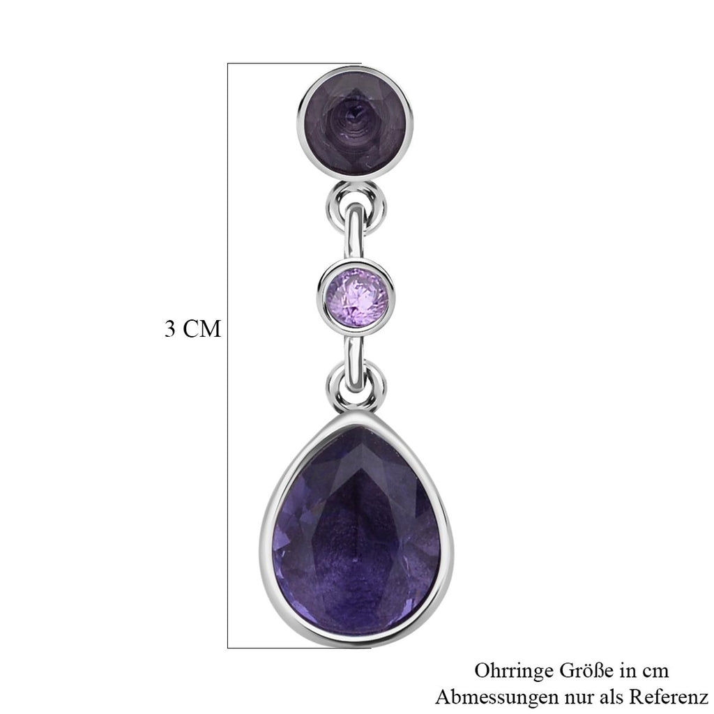Lila Zirkonia Ohrringe, Edelstahl ca. 12,40 ct