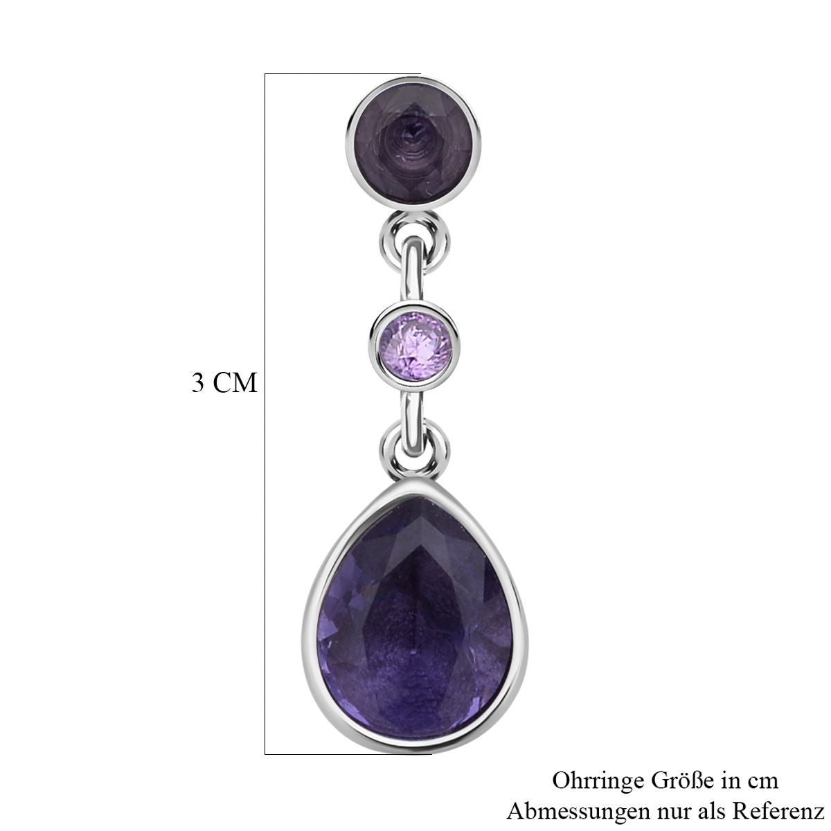 Lila Zirkonia Ohrringe, Edelstahl ca. 12,40 ct