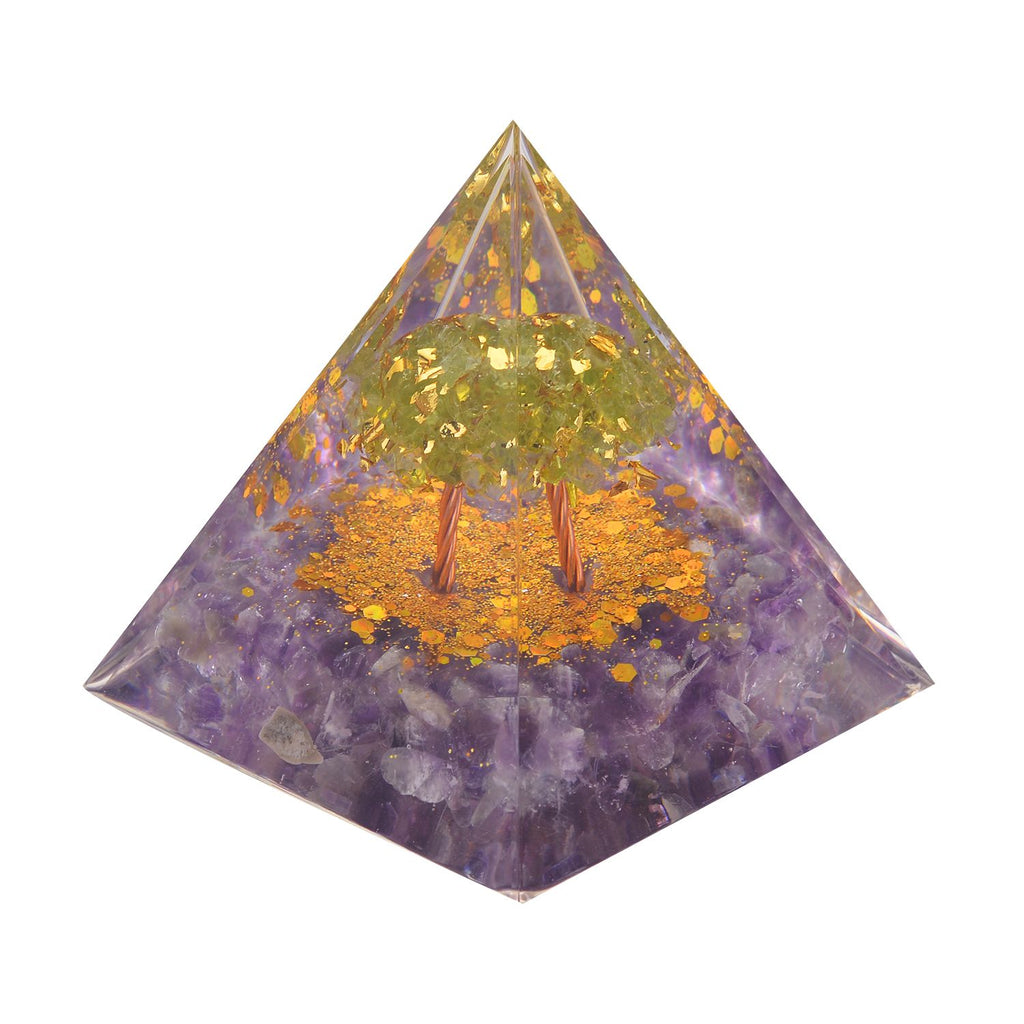 Feng Shui Edelstein Pyramide, Baum des Lebens mit Amethyst und Peridot