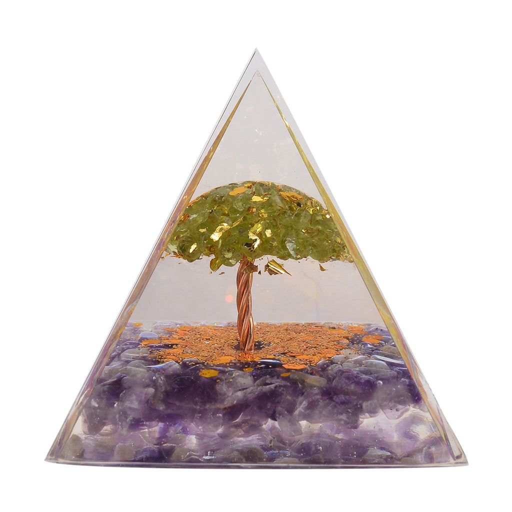 Feng Shui Edelstein Pyramide, Baum des Lebens mit Amethyst und Peridot