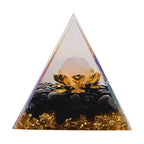 Feng Shui Edelstein Pyramide, Lotusblüte, Schwarzer Obsidian und Rosenquarz