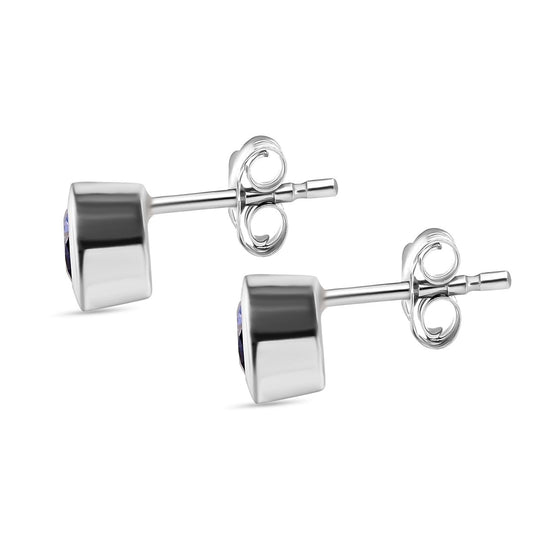 Kaschmir Kyanit Ohrringe, 925 Silber platiniert ca. 1.38 ct